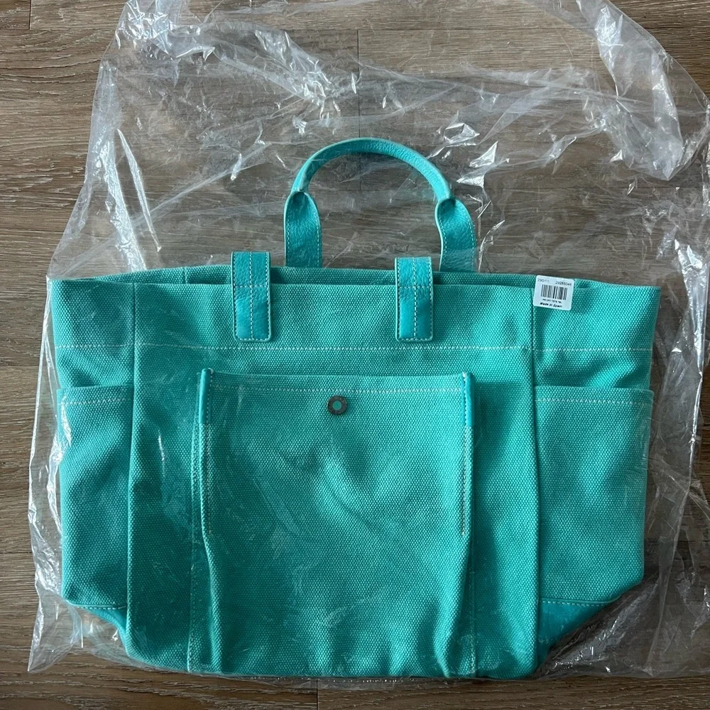 NWOT Tiffany Canvas Tote Bag w/ Leather Trim - Picture 2 of 11